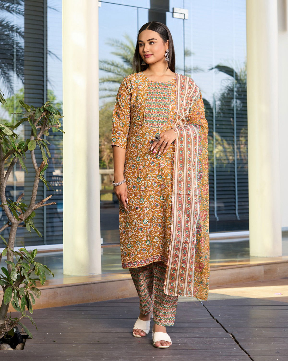 Shamal Printed Cotton Kurti With Bottom Dupatta Wholesale Shop In Surat